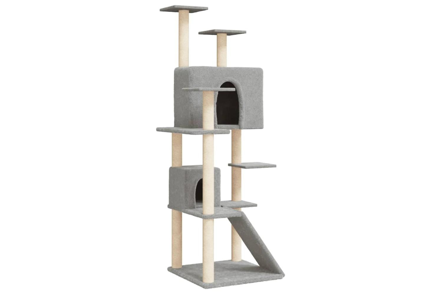 Cat Tree With Sisal Scratching Posts Light Grey 153 Cm-2