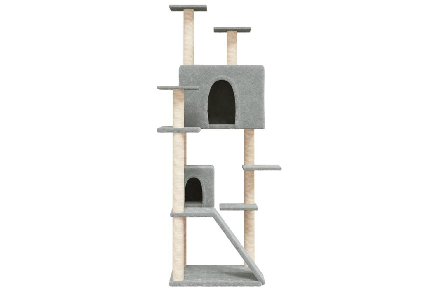 Cat Tree With Sisal Scratching Posts Light Grey 153 Cm-3