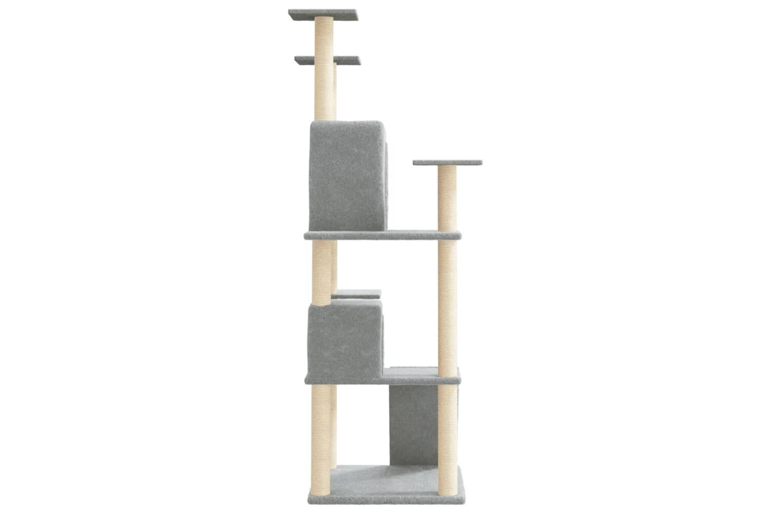 Cat Tree With Sisal Scratching Posts Light Grey 153 Cm-4