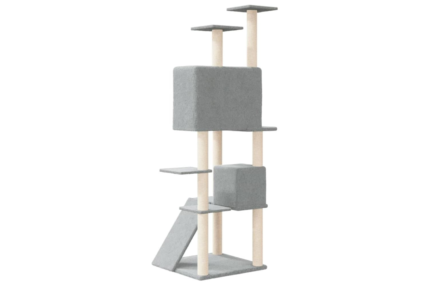 Cat Tree With Sisal Scratching Posts Light Grey 153 Cm-5