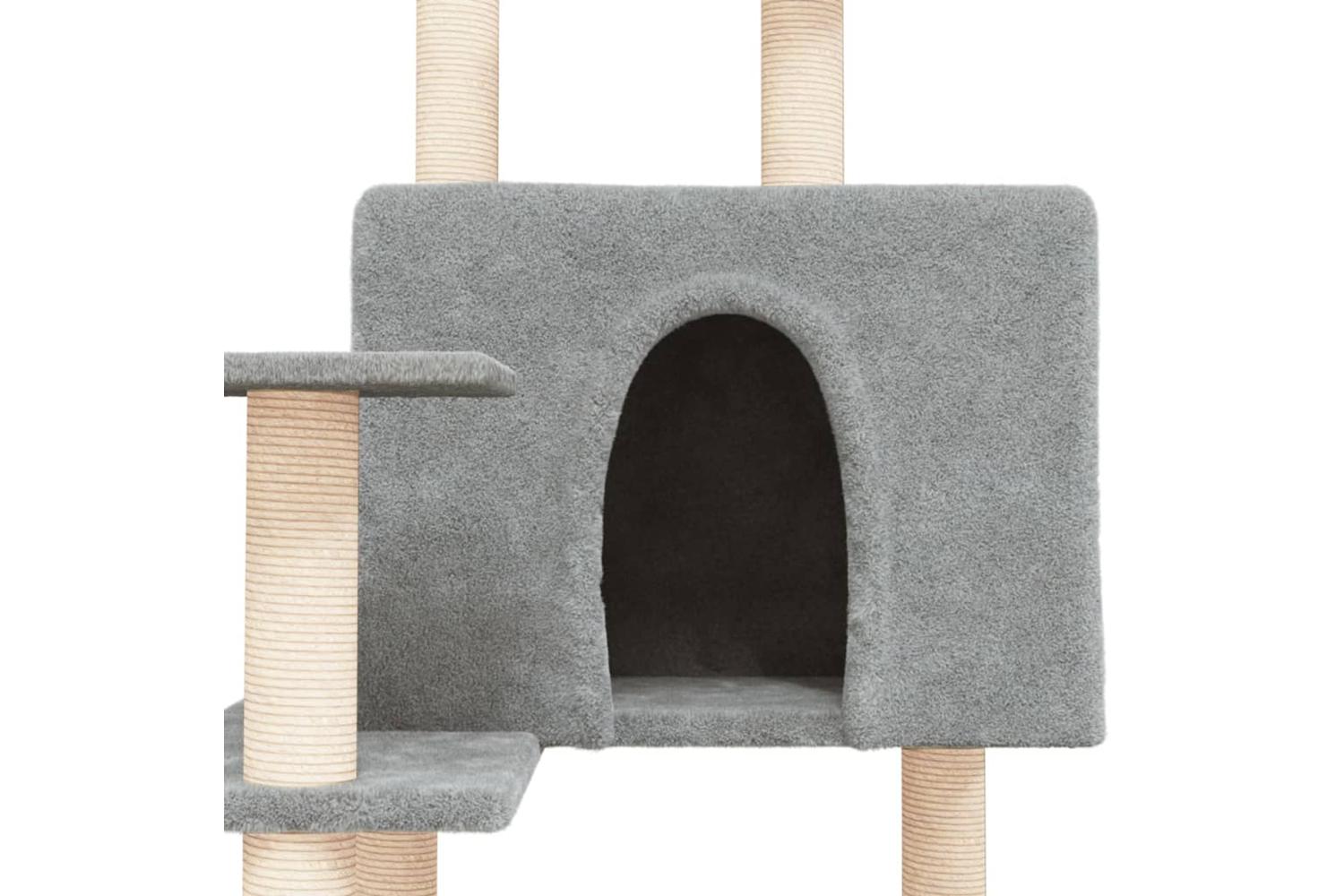 Cat Tree With Sisal Scratching Posts Light Grey 153 Cm-6