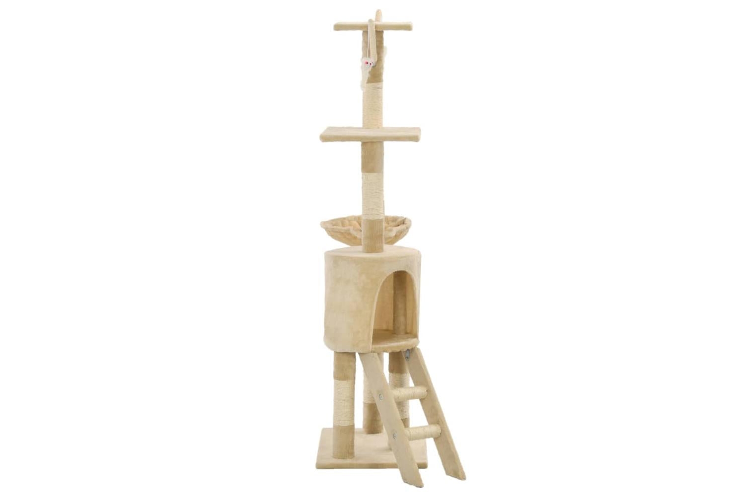 Cat Tree With Sisal Scratching Posts 138 Cm Beige-4