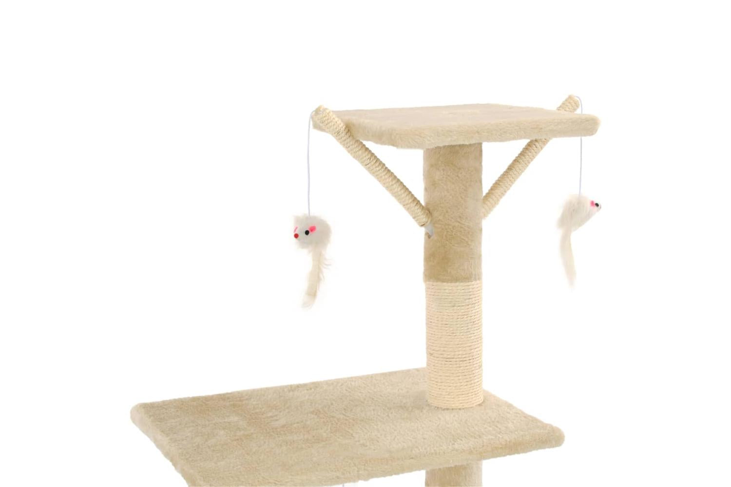 Cat Tree With Sisal Scratching Posts 138 Cm Beige-6