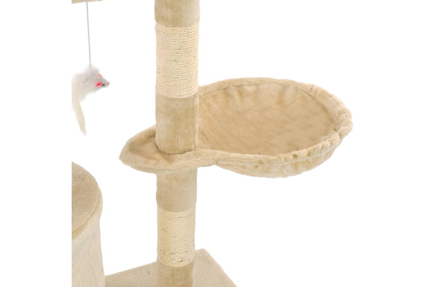 Cat Tree With Sisal Scratching Posts 138 Cm Beige-7