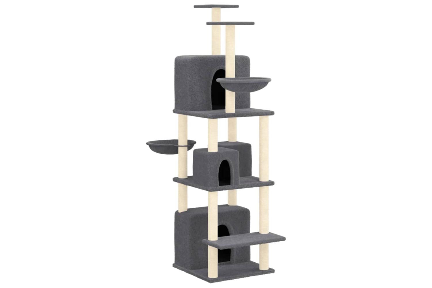 Cat Tree With Sisal Scratching Posts Dark Grey 180 Cm-2