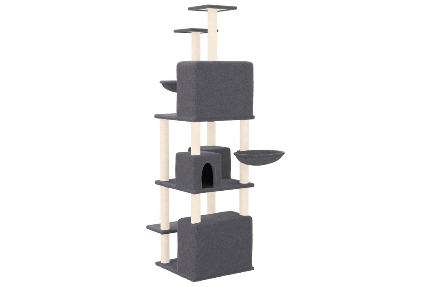 Cat Tree With Sisal Scratching Posts Dark Grey 180 Cm-5