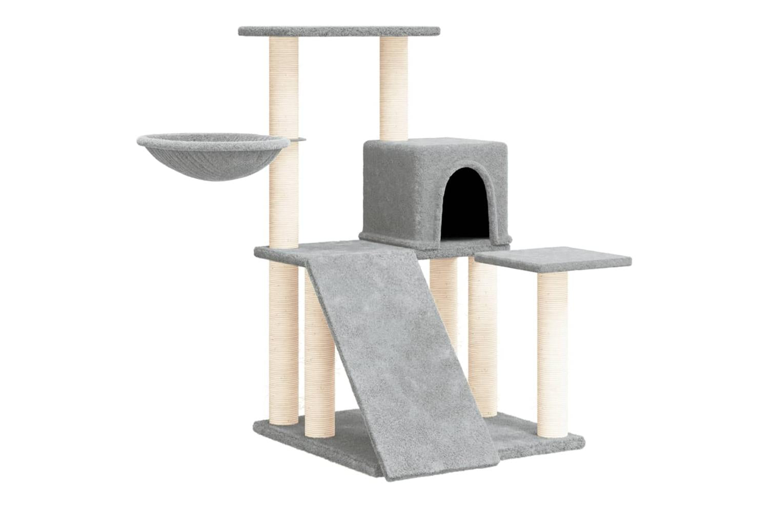 Cat Tree With Sisal Scratching Posts Light Grey 82 Cm-2