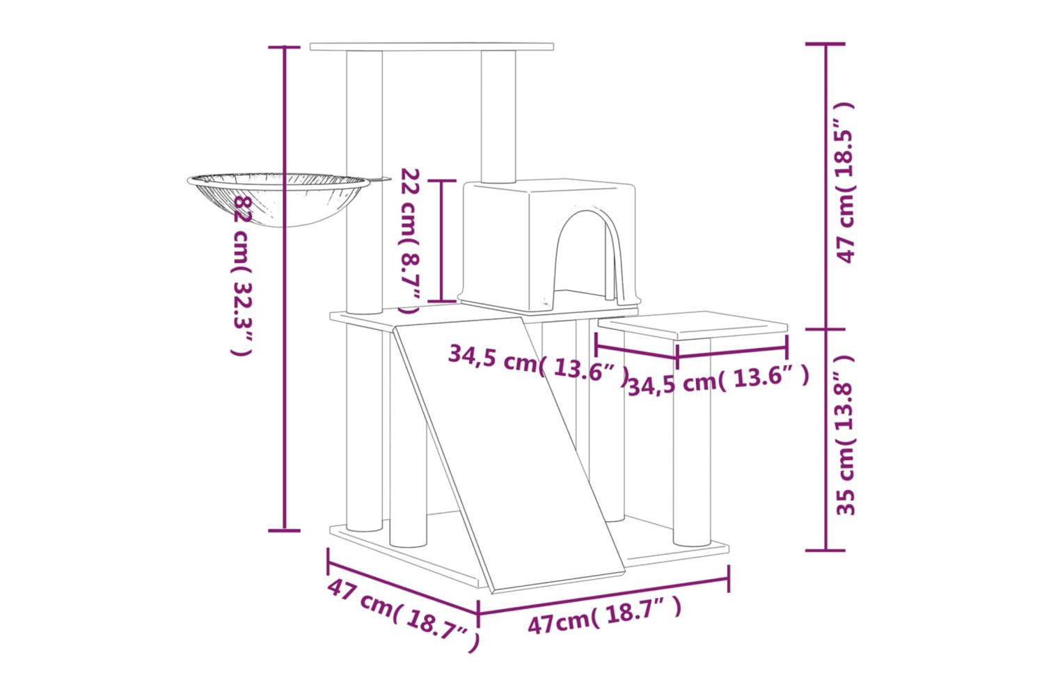 Cat Tree With Sisal Scratching Posts Light Grey 82 Cm-6