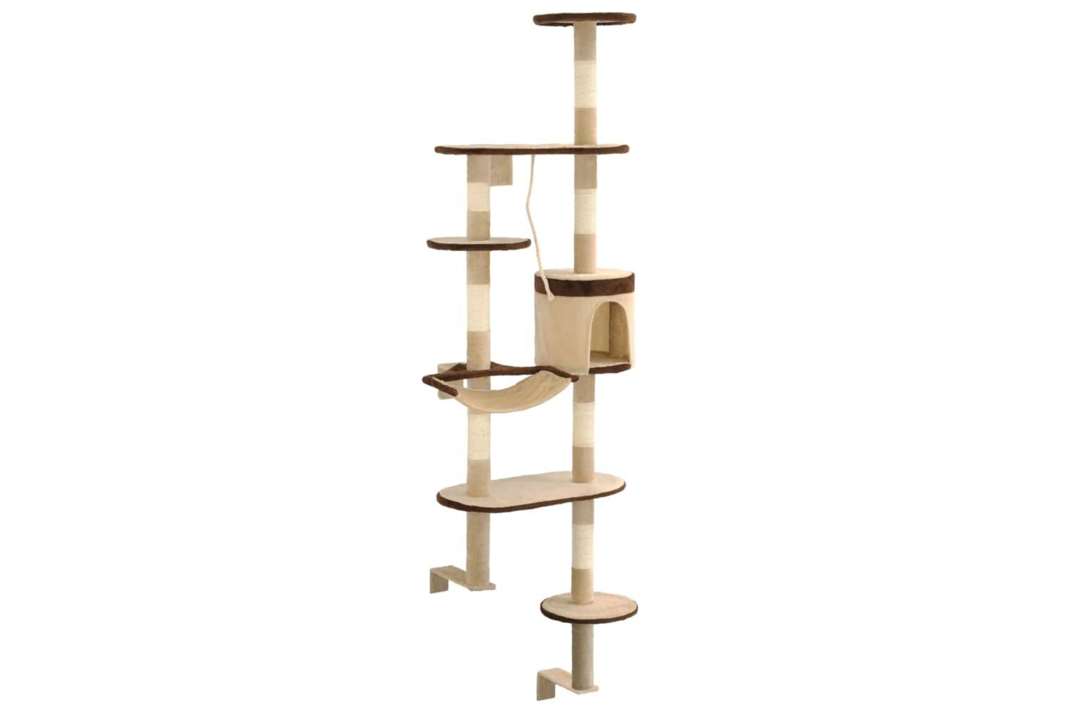 Cat Tree With Sisal Scratching Posts Wall Mounted 194 Cm-3