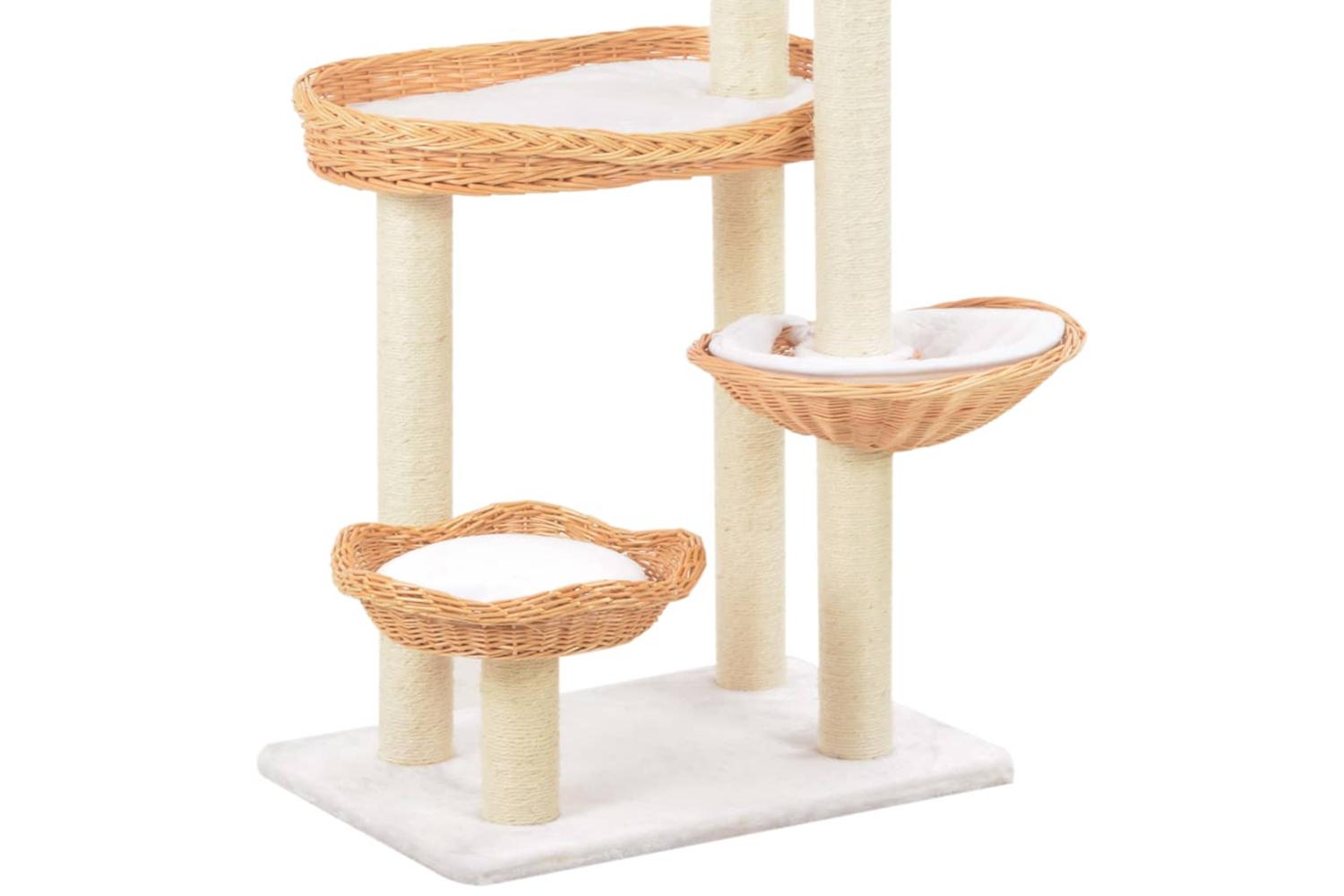 Cat Tree With Sisal Scratching Post Natural Willow Wood-5