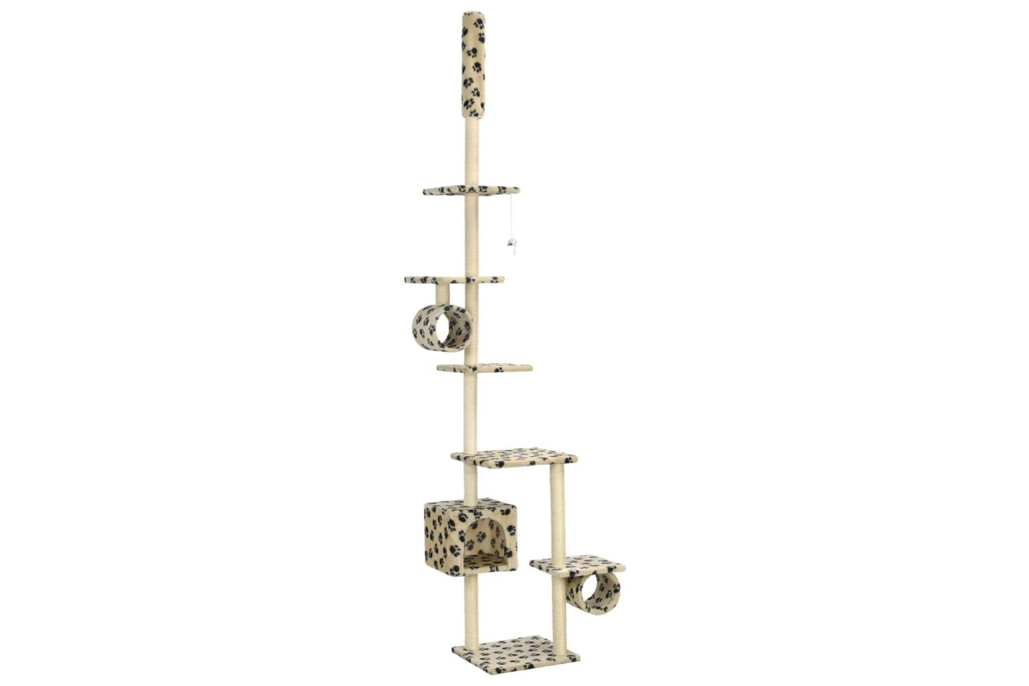 Cat Tree With Sisal Scratching Posts 260 Cm Beige Paw Prints-2