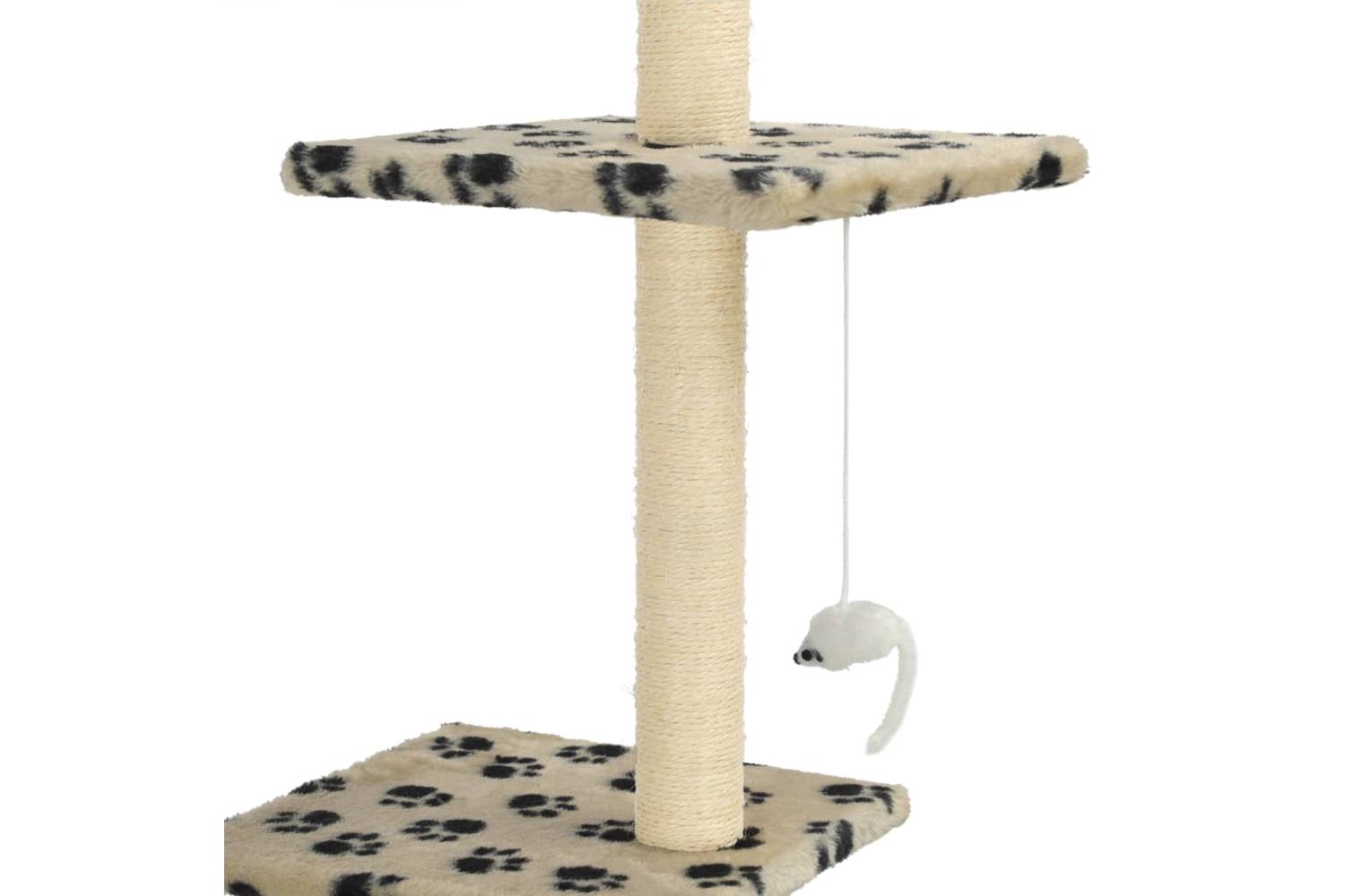 Cat Tree With Sisal Scratching Posts 260 Cm Beige Paw Prints-4