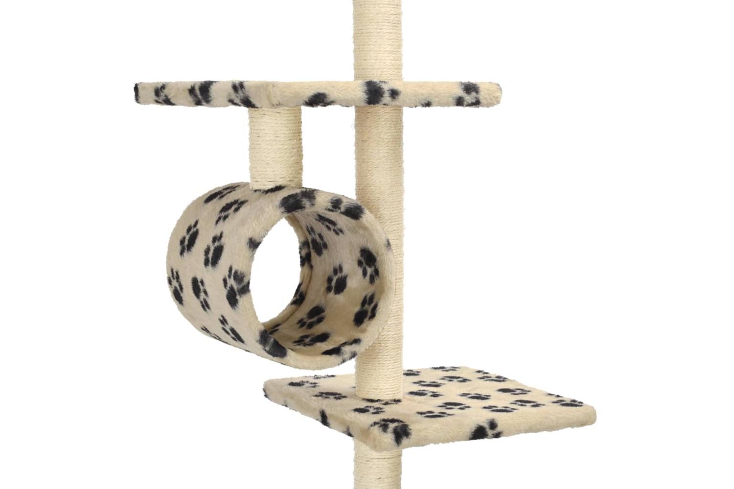 Cat Tree With Sisal Scratching Posts 260 Cm Beige Paw Prints-5
