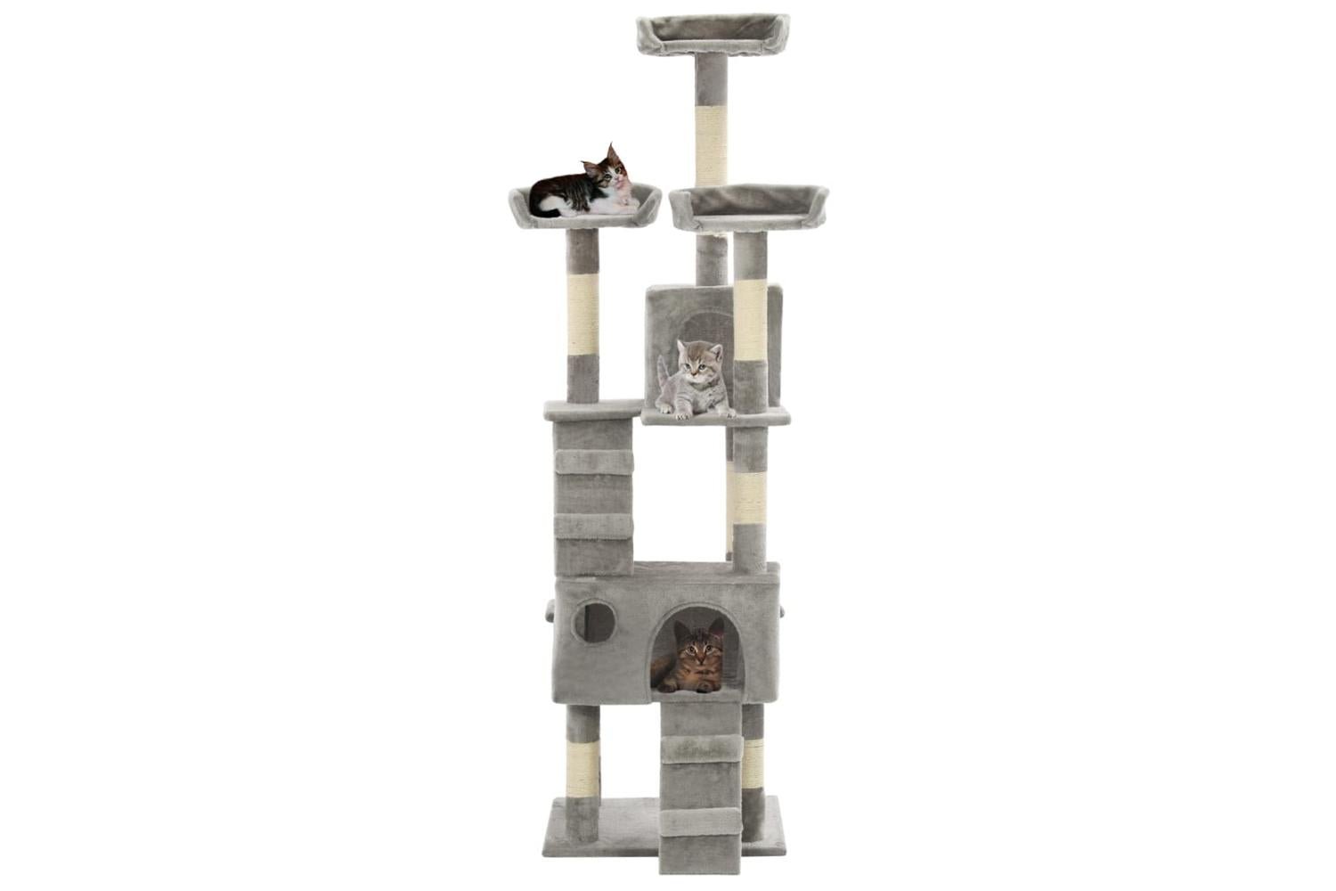 Cat Tree With Sisal Scratching Posts 170 Cm Grey-2