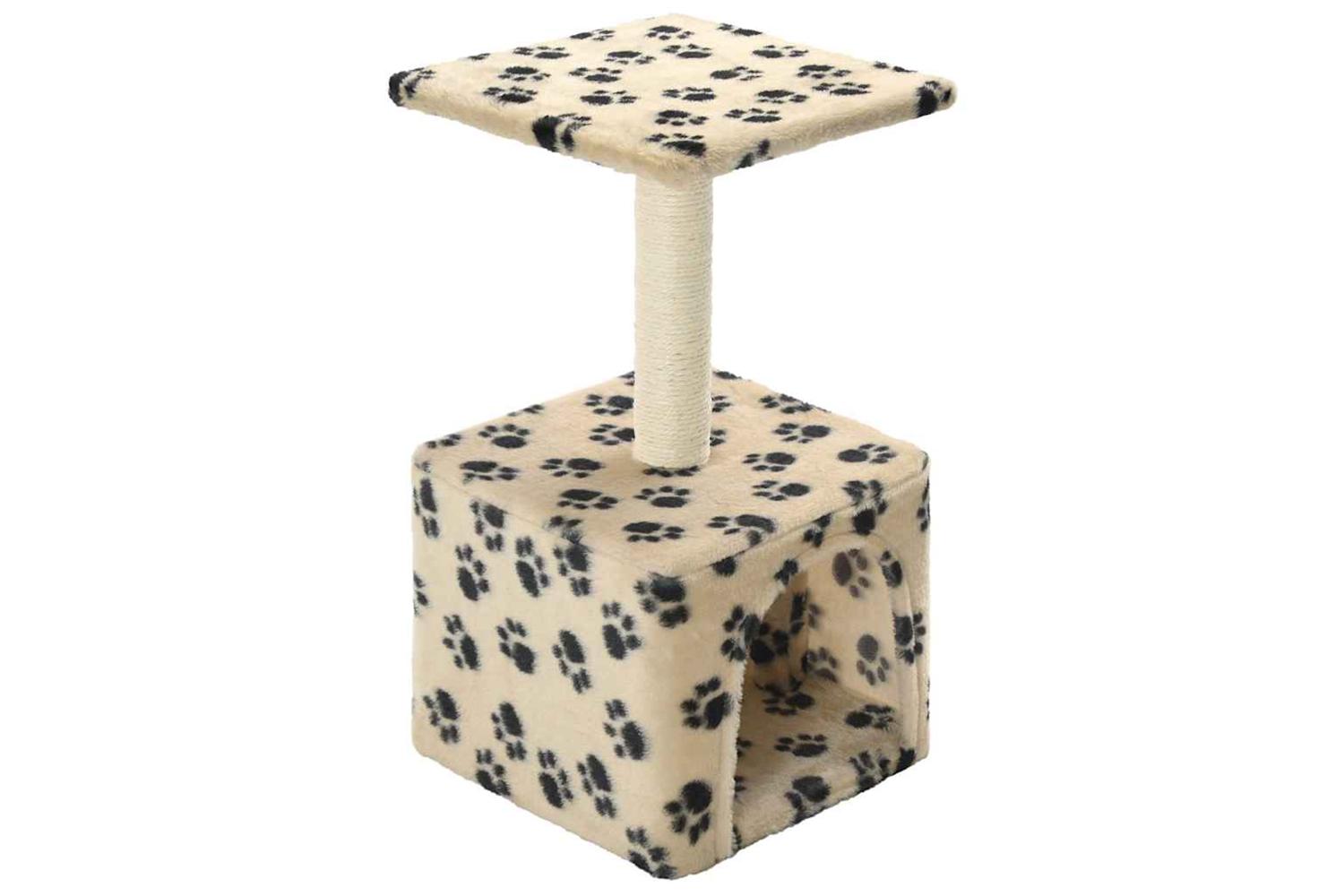 Cat Tree With Sisal Scratching Post 55 Cm Beige Paw Print-2