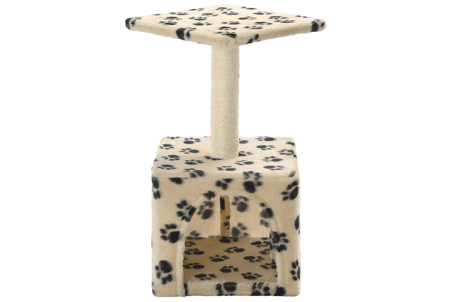 Cat Tree With Sisal Scratching Post 55 Cm Beige Paw Print-3