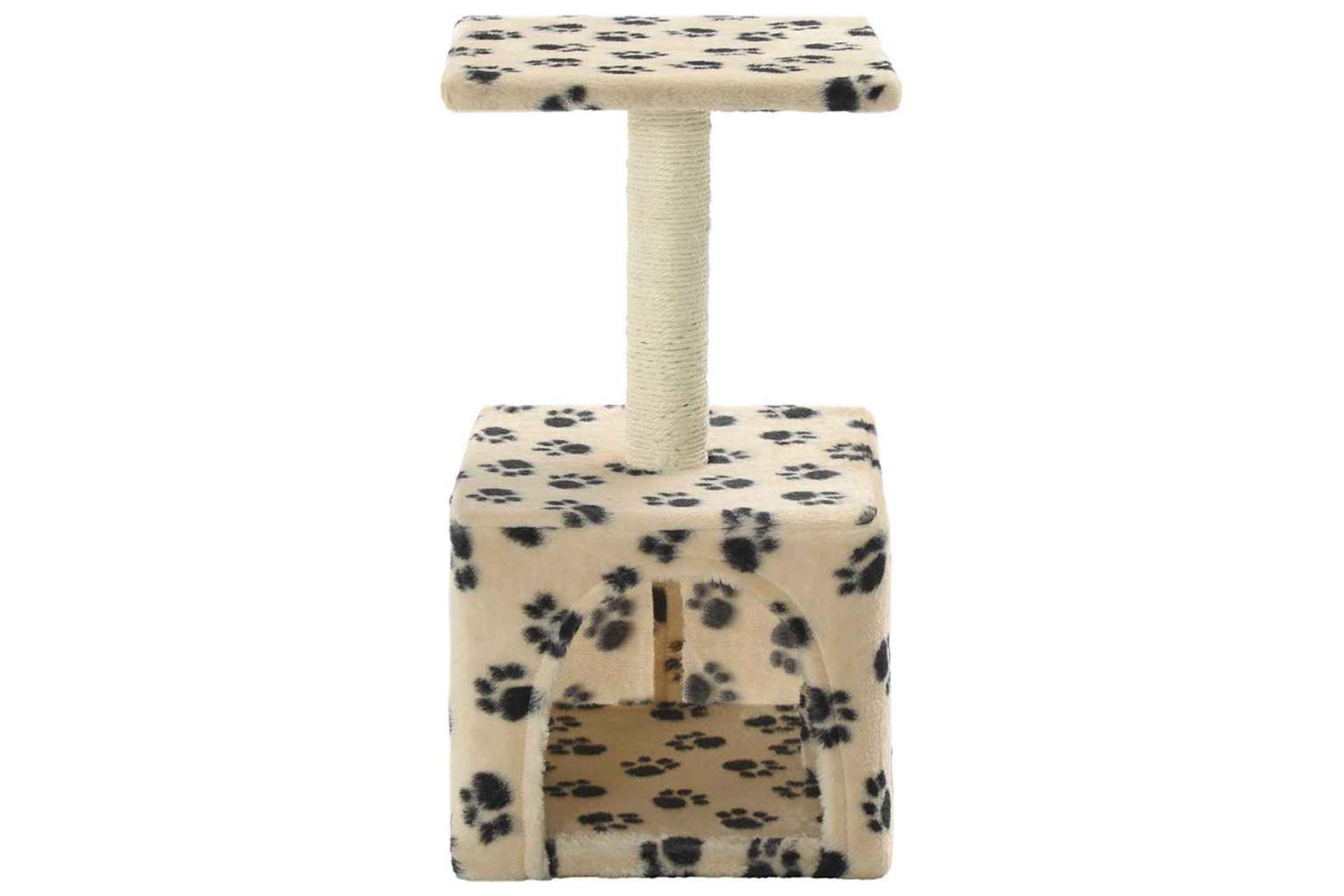 Cat Tree With Sisal Scratching Post 55 Cm Beige Paw Print-4