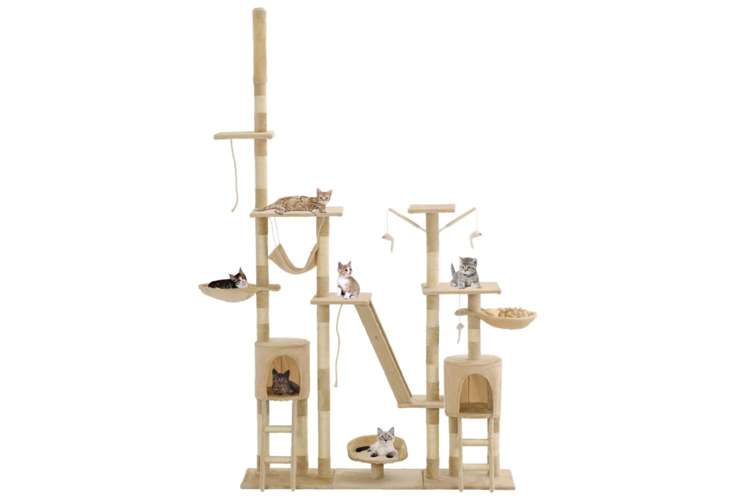 Cat Tree With Sisal Scratching Posts 230-250 Cm Beige-2