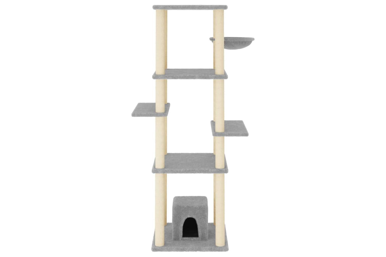 Cat Tree With Sisal Scratching Posts Light Grey 154 Cm-3