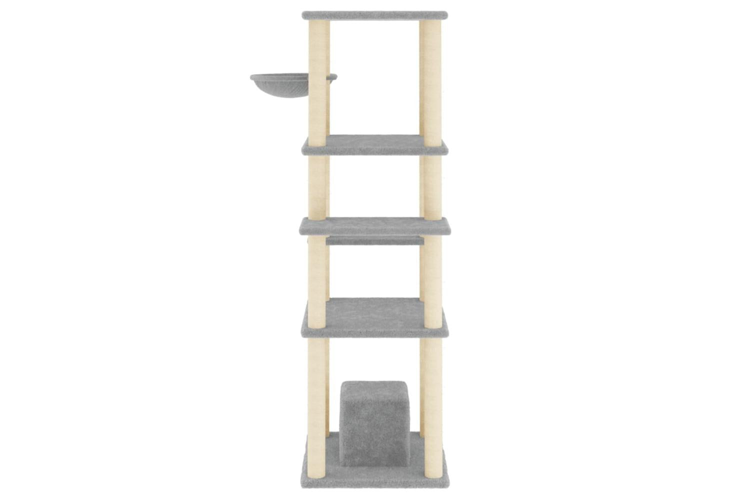Cat Tree With Sisal Scratching Posts Light Grey 154 Cm-4