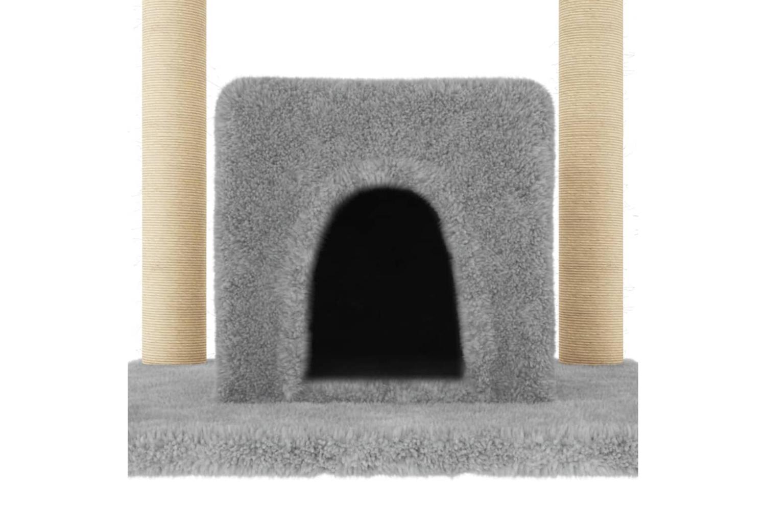 Cat Tree With Sisal Scratching Posts Light Grey 154 Cm-5