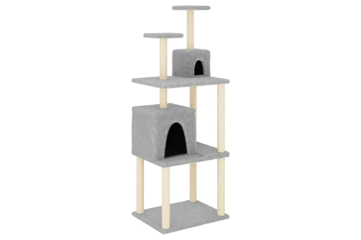 Cat Tree With Sisal Scratching Posts Light Grey 167 Cm
