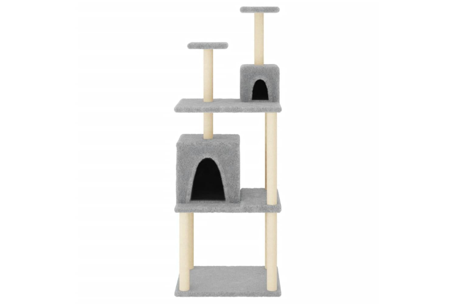 Cat Tree With Sisal Scratching Posts Light Grey 167 Cm-3