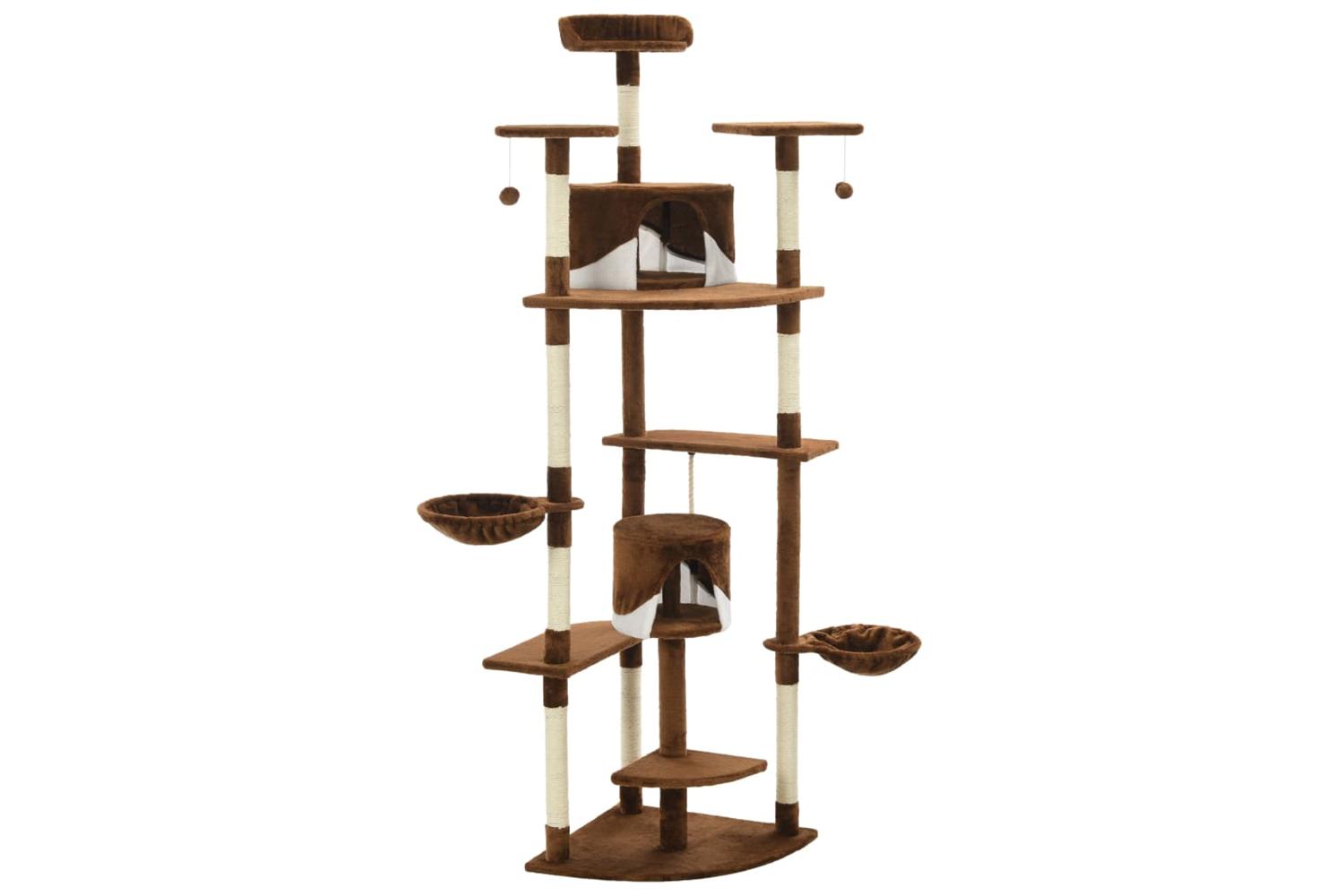 Cat Tree With Sisal Scratching Posts 203 Cm Brown And White-3