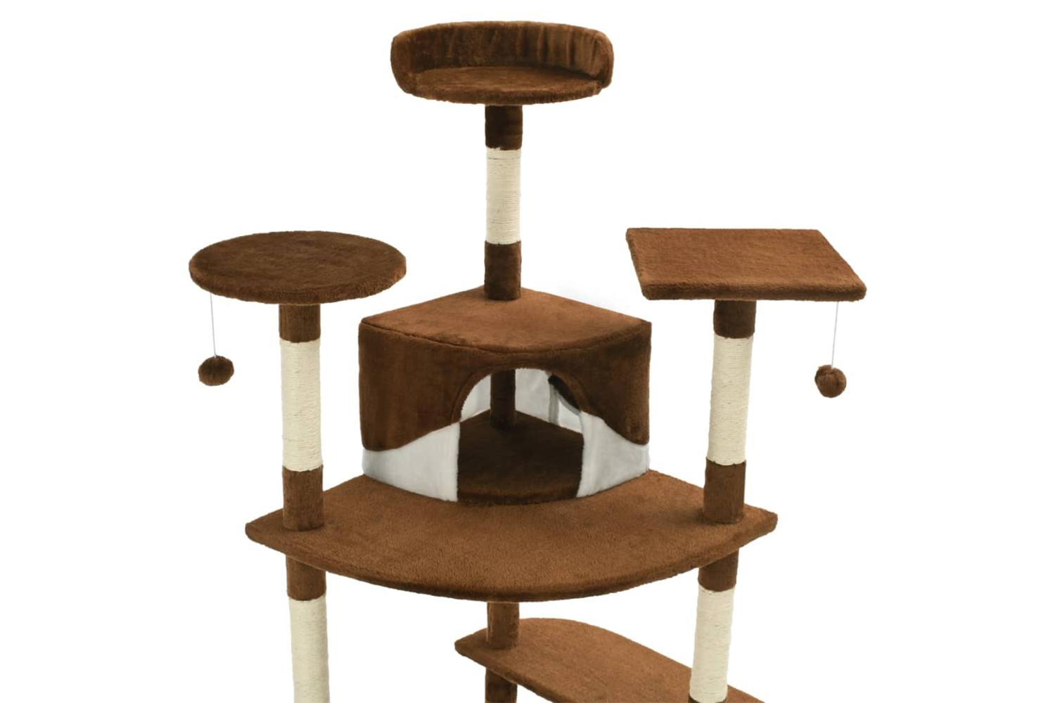 Cat Tree With Sisal Scratching Posts 203 Cm Brown And White-4