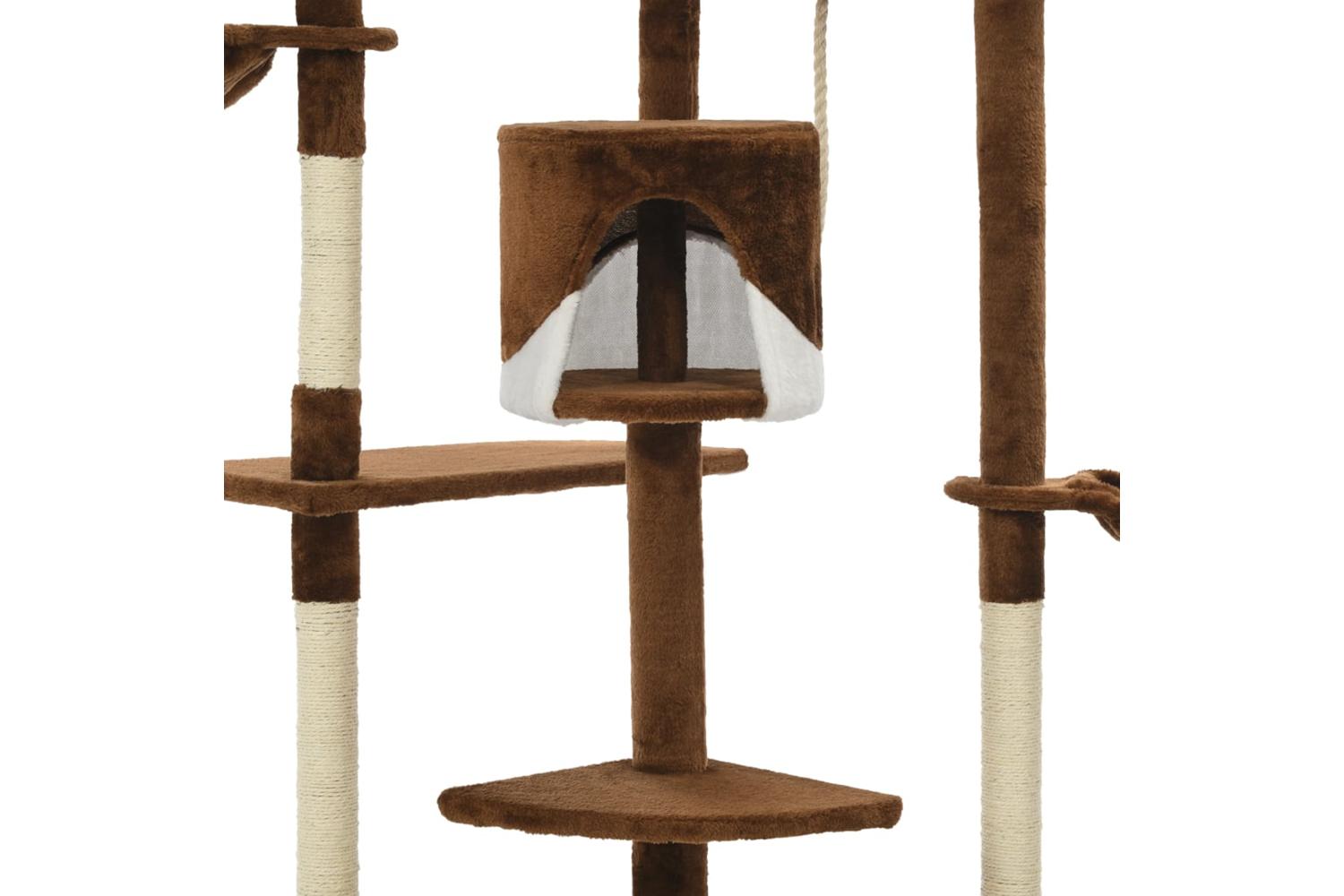 Cat Tree With Sisal Scratching Posts 203 Cm Brown And White-5