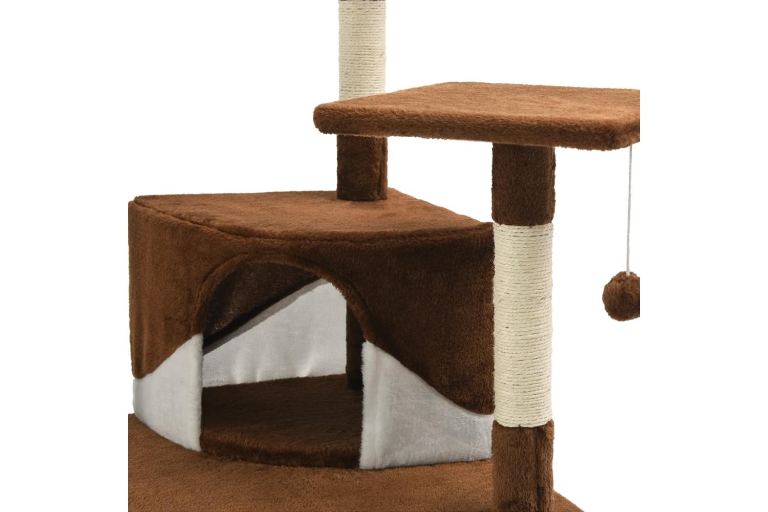 Cat Tree With Sisal Scratching Posts 203 Cm Brown And White-6