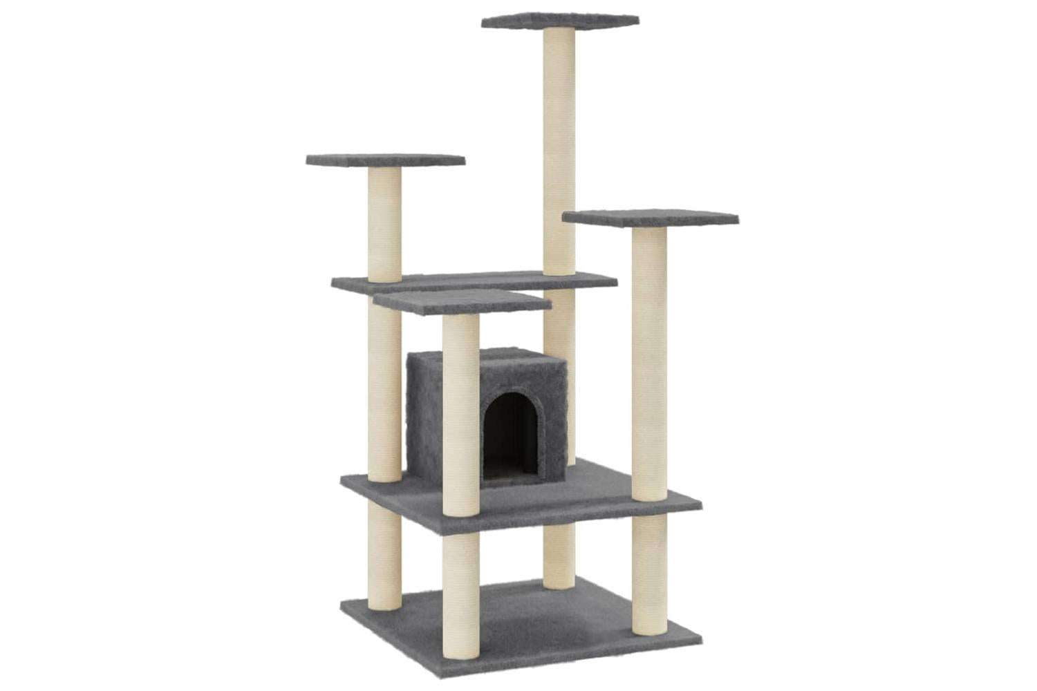 Cat Tree With Sisal Scratching Posts Dark Grey 110 Cm-2