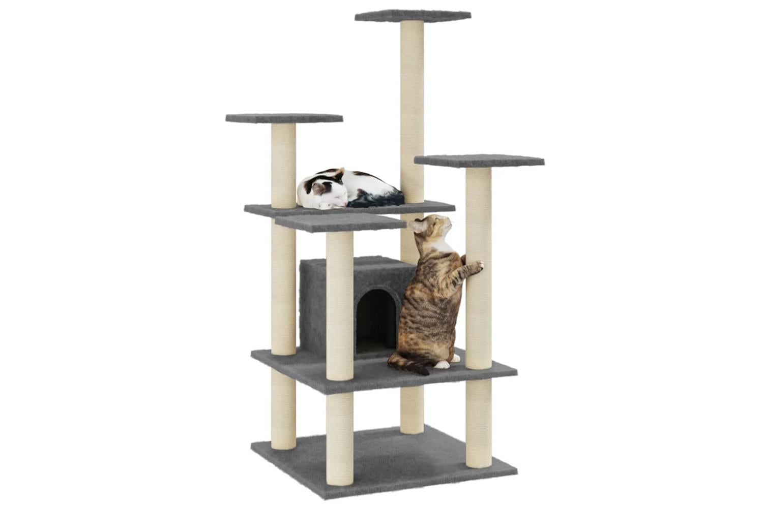 Cat Tree With Sisal Scratching Posts Dark Grey 110 Cm-3