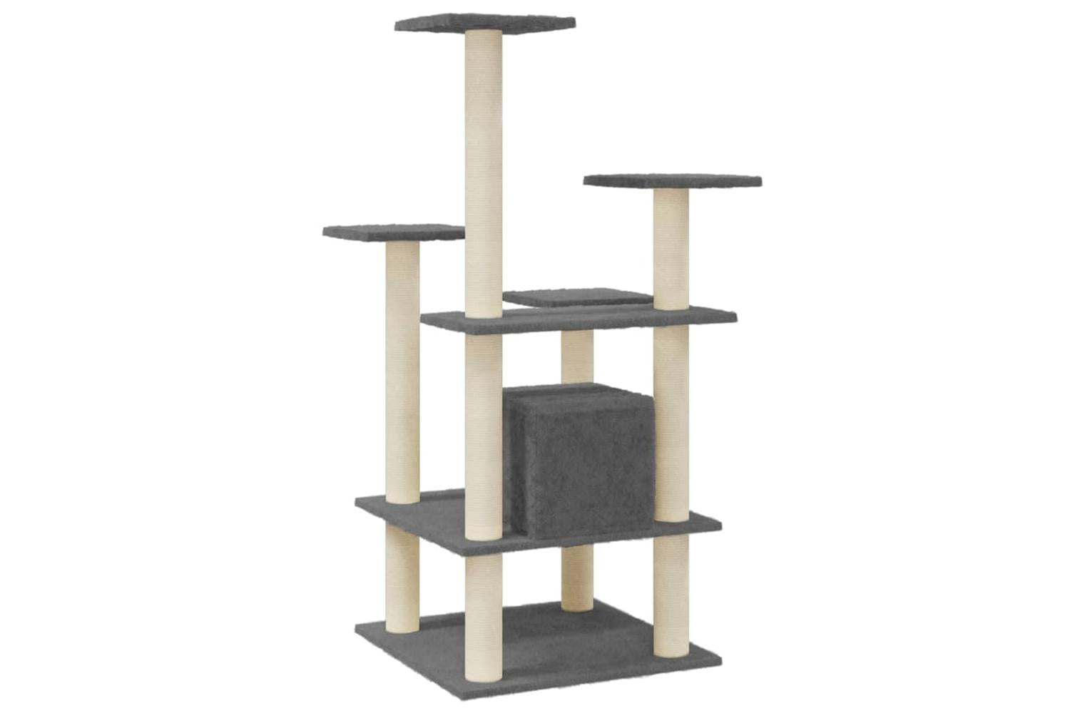 Cat Tree With Sisal Scratching Posts Dark Grey 110 Cm-6