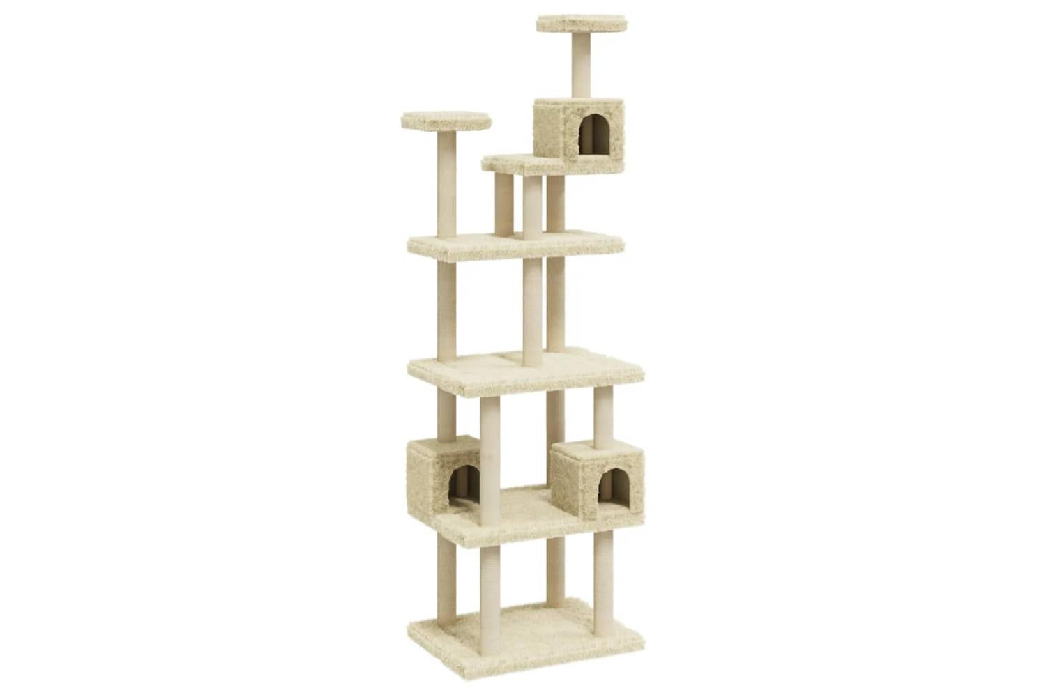 Cat Tree With Sisal Scratching Posts Cream 188 Cm-2