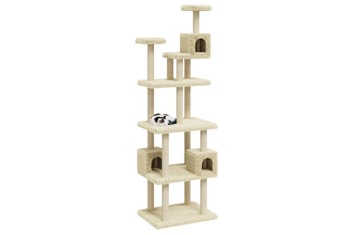 Cat Tree With Sisal Scratching Posts Cream 188 Cm-3
