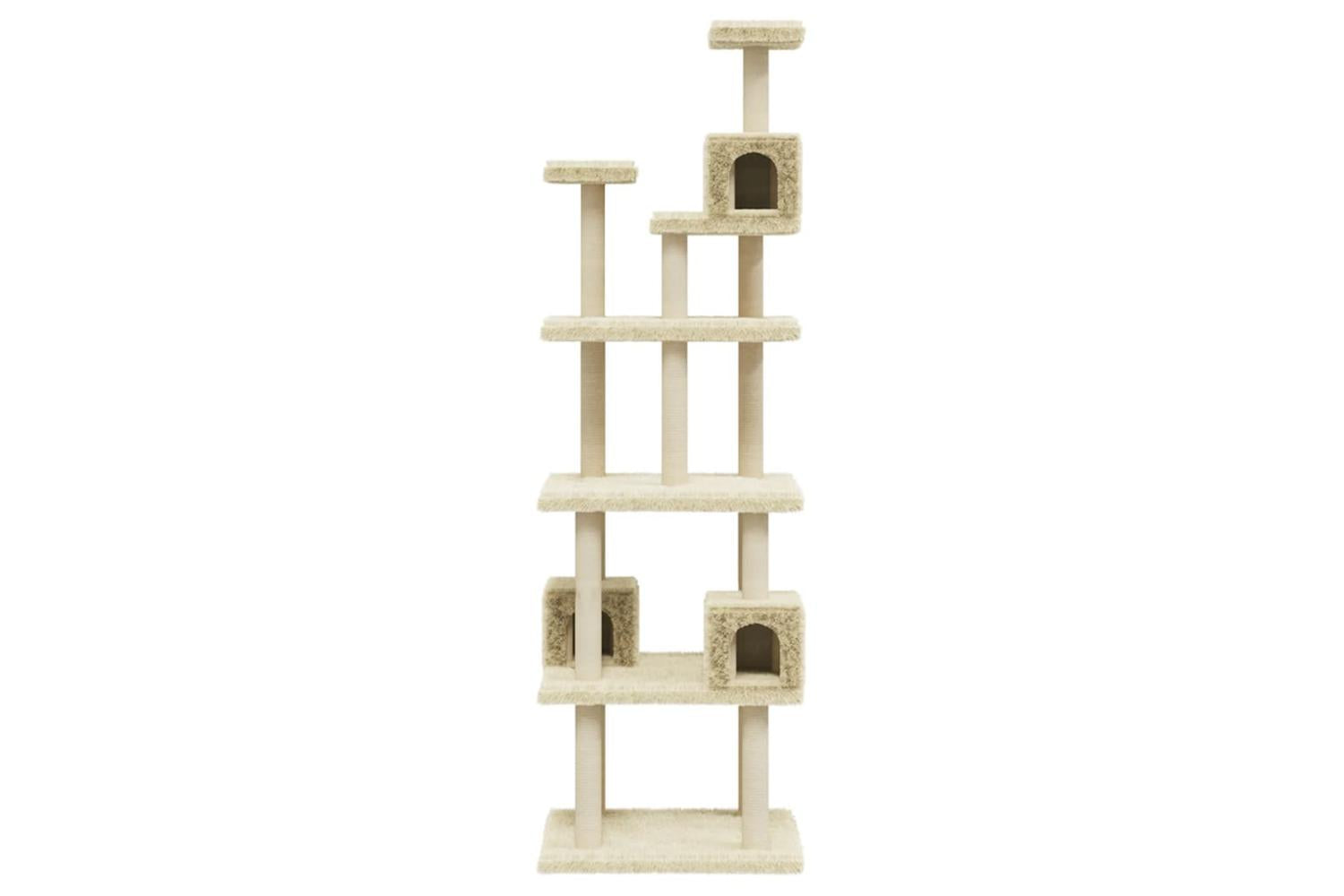 Cat Tree With Sisal Scratching Posts Cream 188 Cm-4