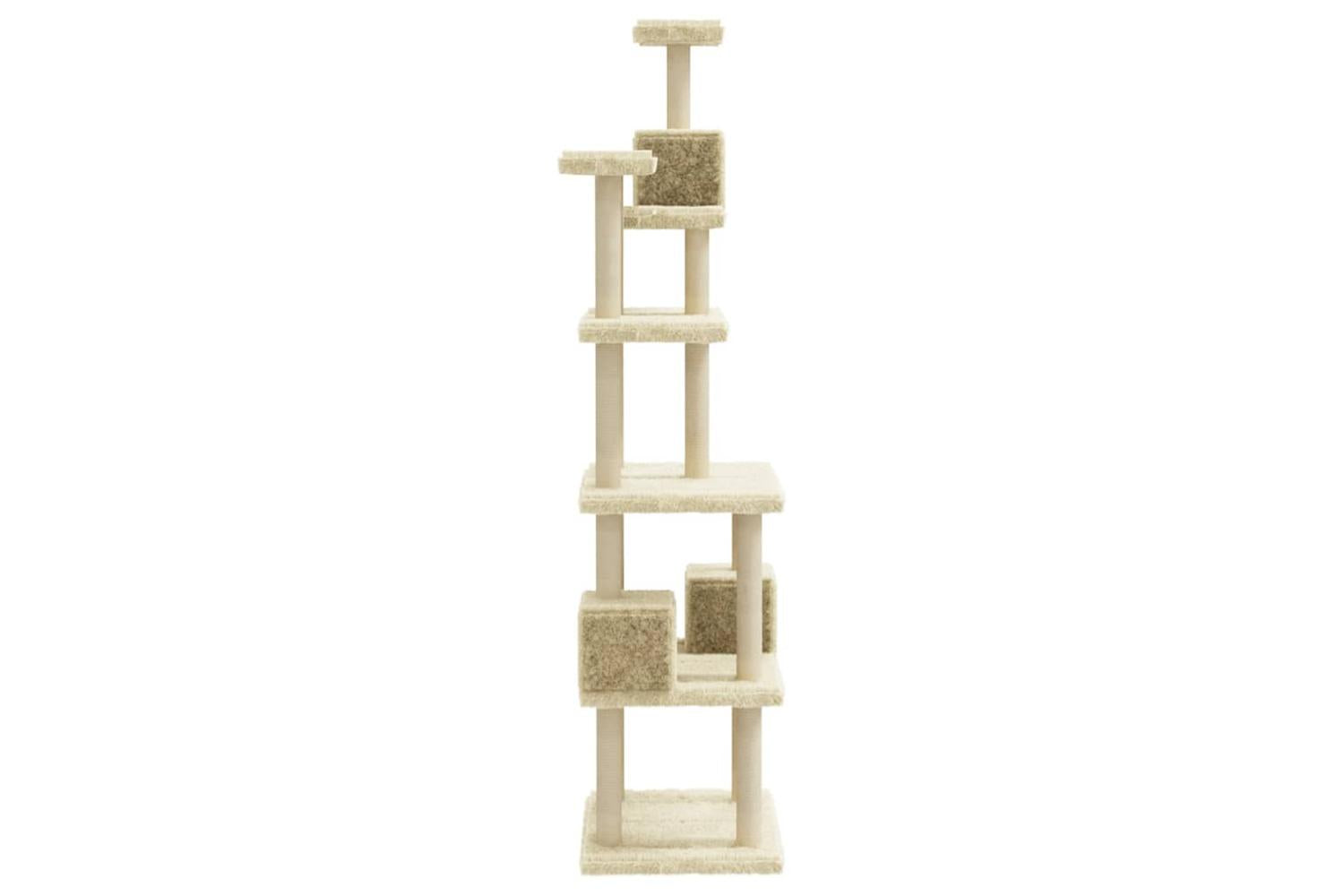 Cat Tree With Sisal Scratching Posts Cream 188 Cm-5