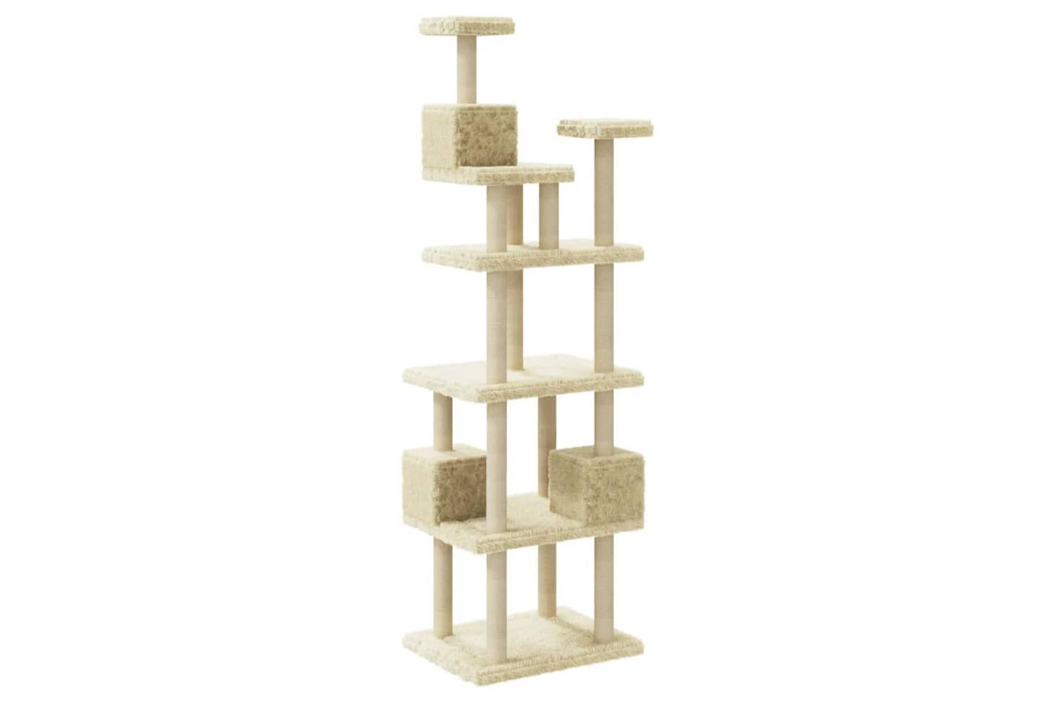 Cat Tree With Sisal Scratching Posts Cream 188 Cm-6