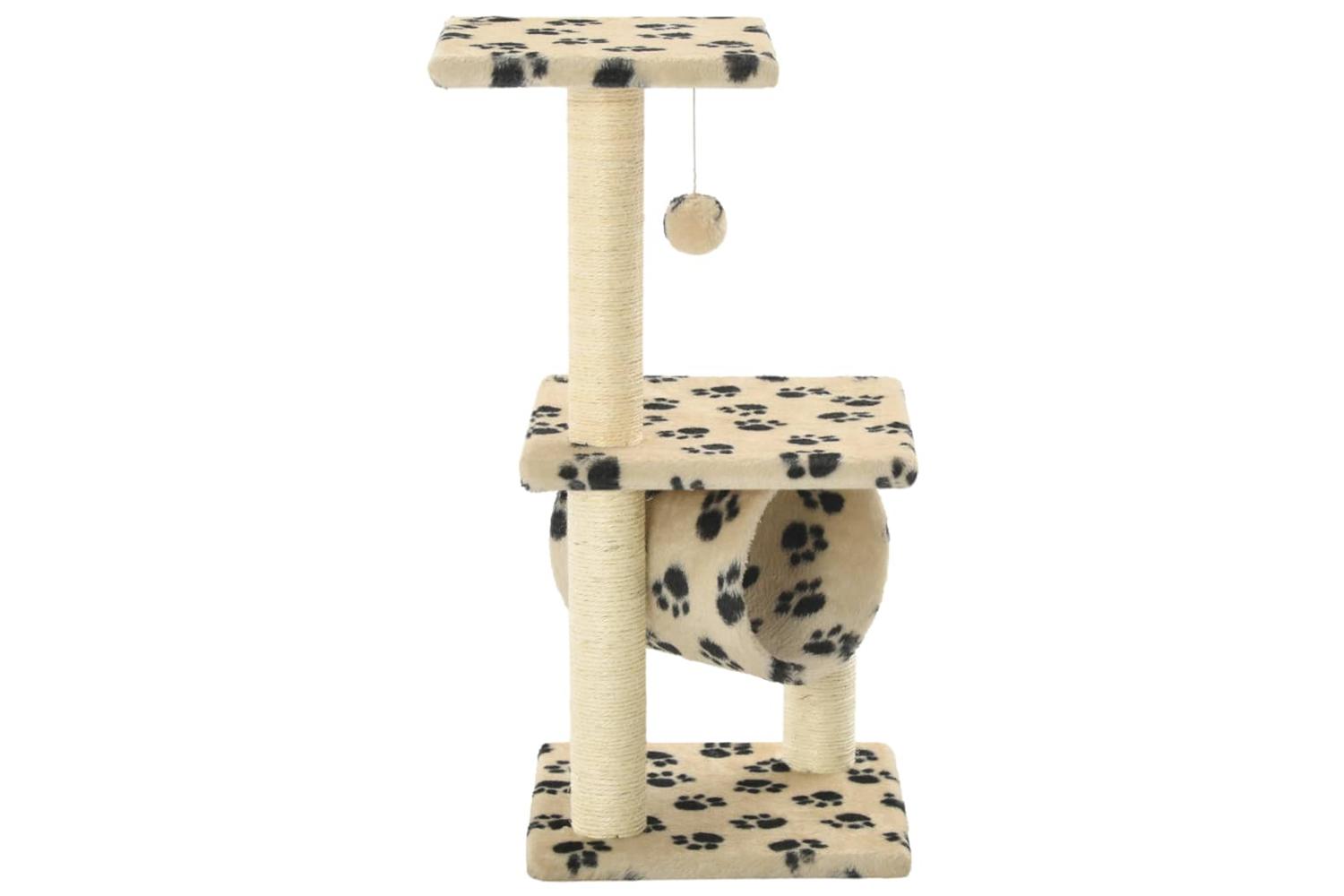 Cat Tree With Sisal Scratching Posts 65 Cm Beige Paw Print-3