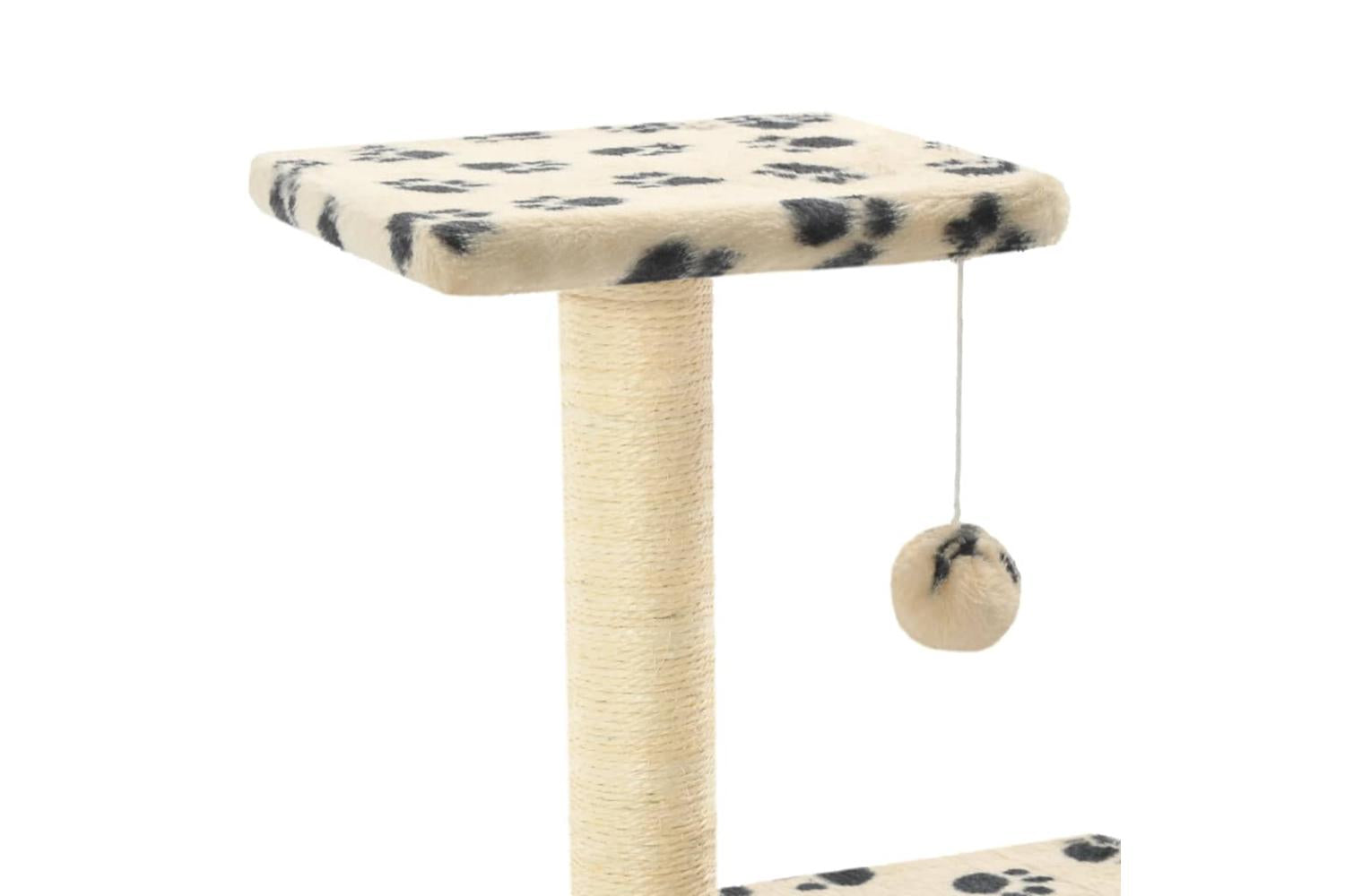 Cat Tree With Sisal Scratching Posts 65 Cm Beige Paw Print-4