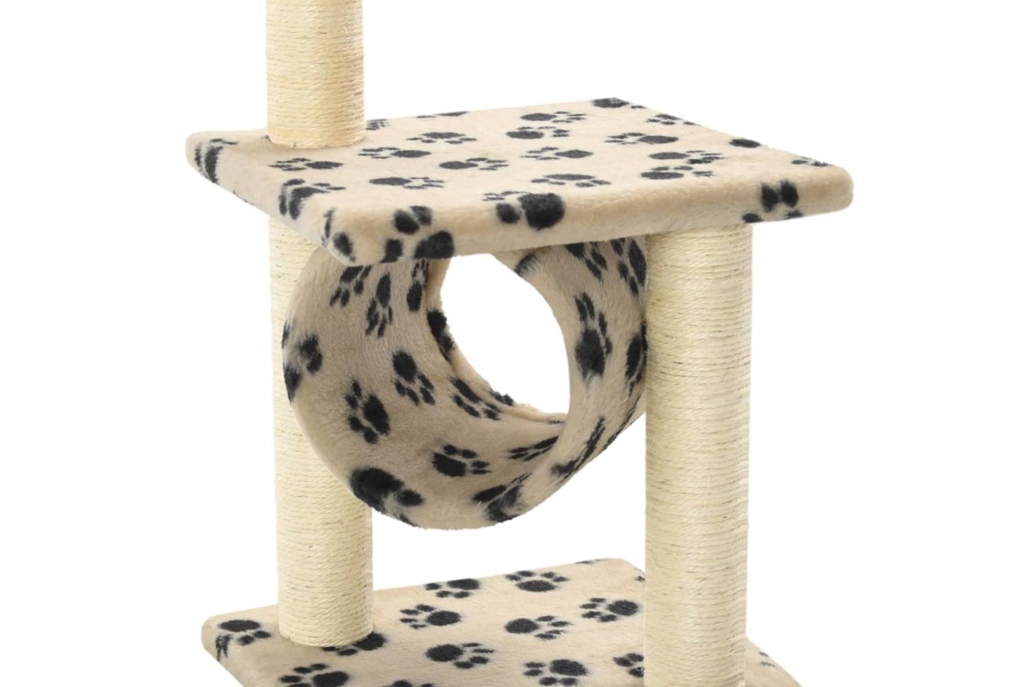 Cat Tree With Sisal Scratching Posts 65 Cm Beige Paw Print-5