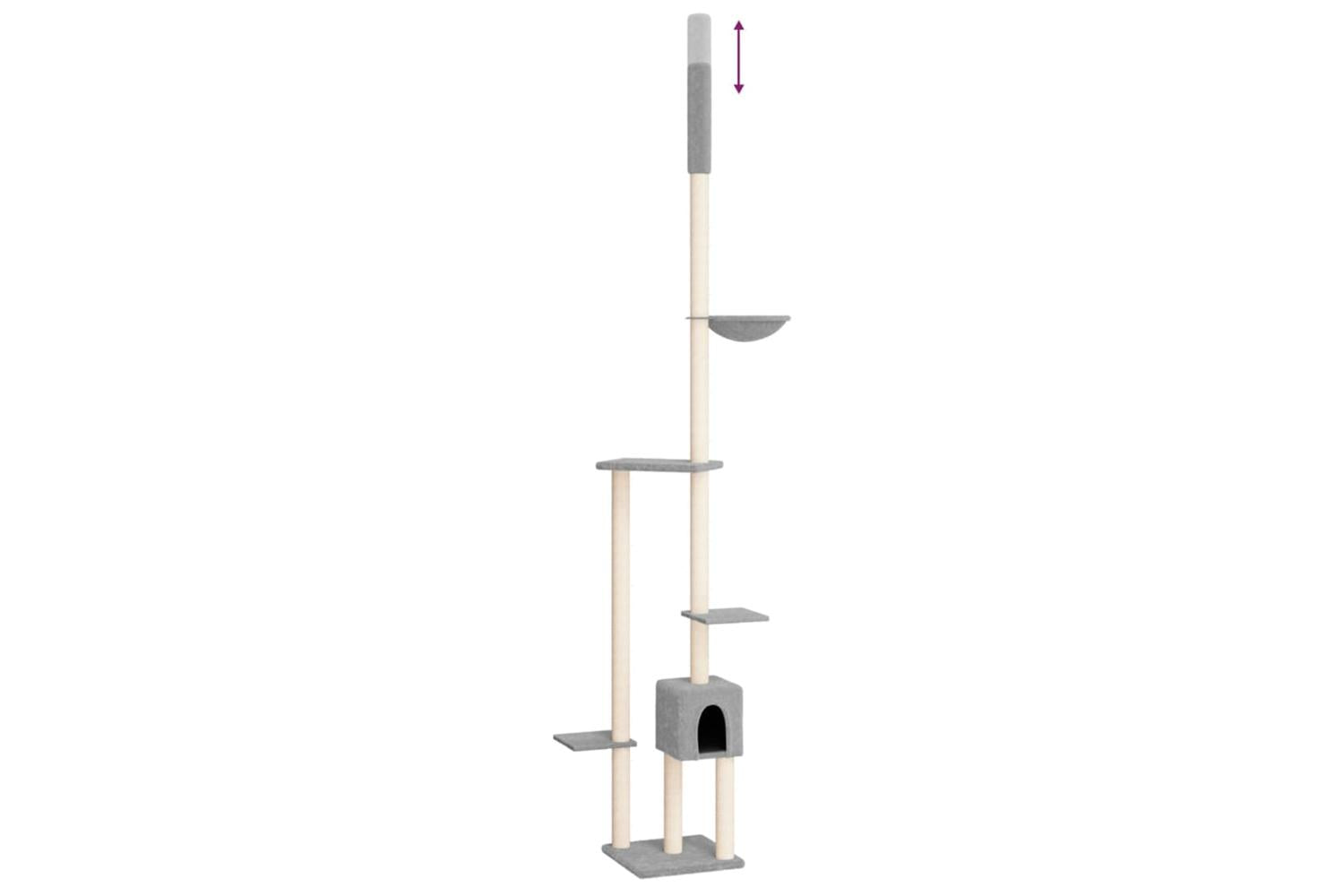 Floor To Ceiling Cat Tree Light Grey 2585-2845 Cm-6
