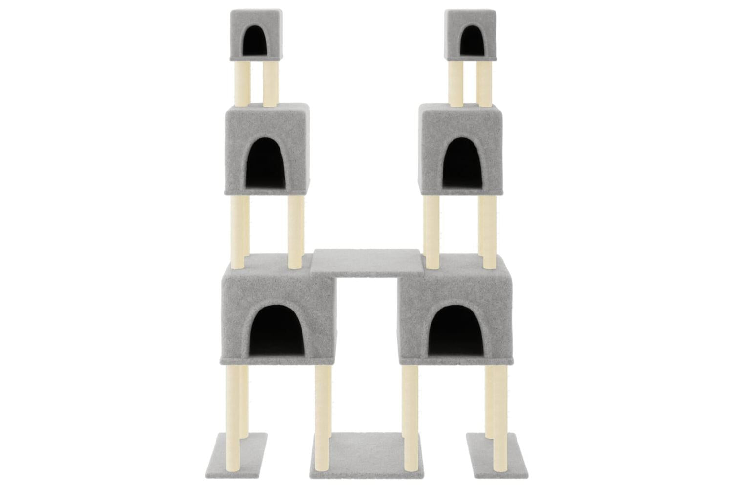 Cat Tree With Sisal Scratching Posts Light Grey 199 Cm-3