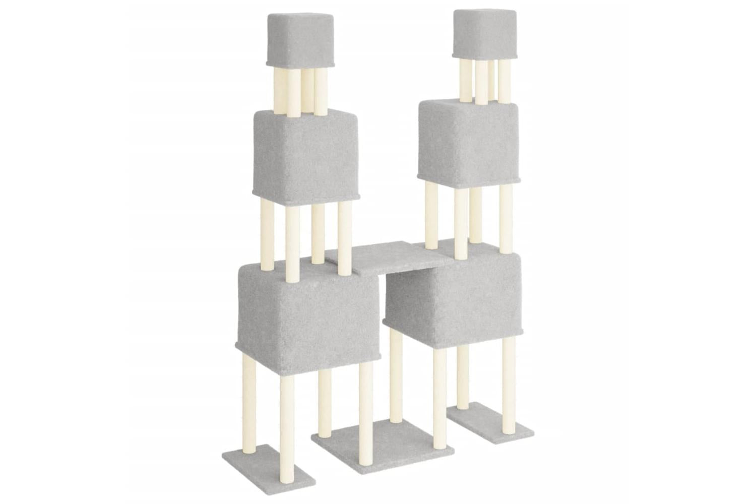 Cat Tree With Sisal Scratching Posts Light Grey 199 Cm-5