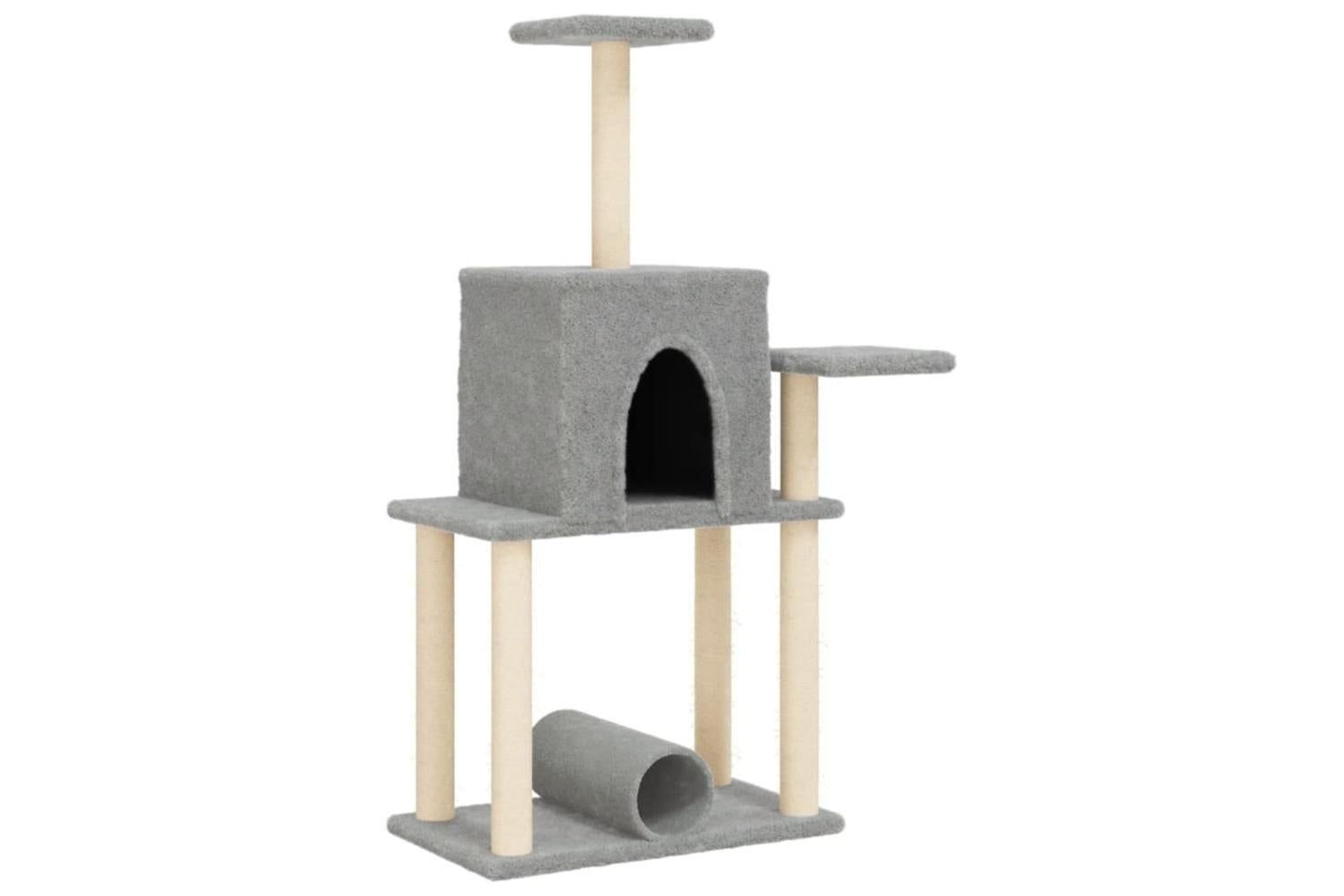 Cat Tree With Sisal Scratching Posts Light Grey 122 Cm-2