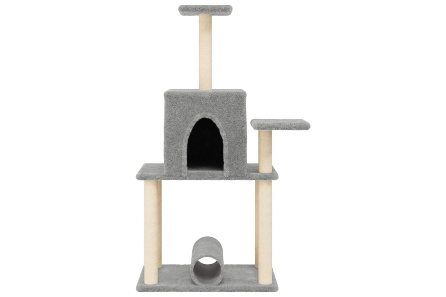 Cat Tree With Sisal Scratching Posts Light Grey 122 Cm-4