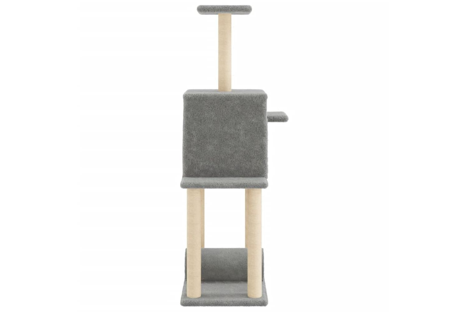 Cat Tree With Sisal Scratching Posts Light Grey 122 Cm-5