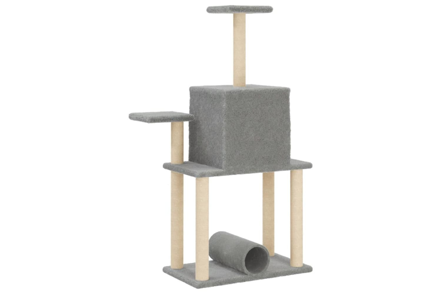 Cat Tree With Sisal Scratching Posts Light Grey 122 Cm-6