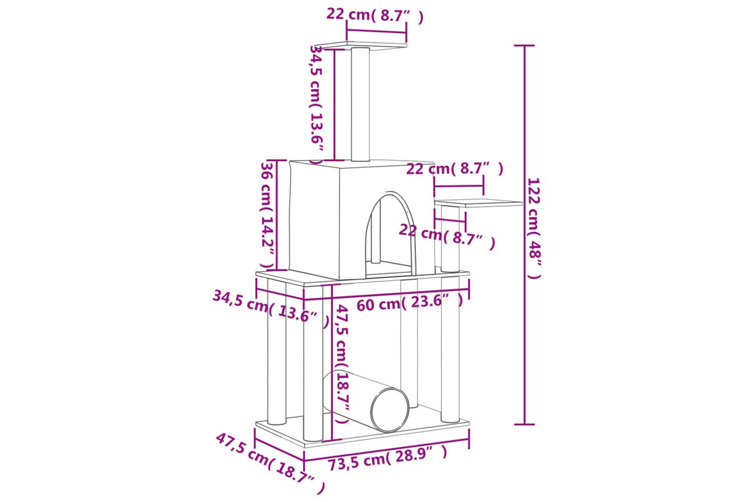 Cat Tree With Sisal Scratching Posts Light Grey 122 Cm-8